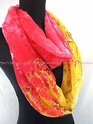 Abstract Flower Infinity Scarf Long Shawl Eternity Scarf • $11.98