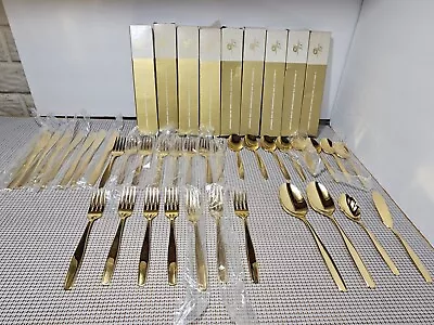 Vintage Flatware Gold Plated Rogers Cutlery 8 Pc Place Setting 35 Pieces • $49.99