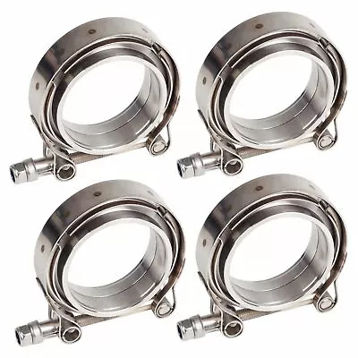 4X 2.5  Inch V-Band Flange&Clamp Kit For Turbo Exhaust Downpipes Stainless Steel • $49.99