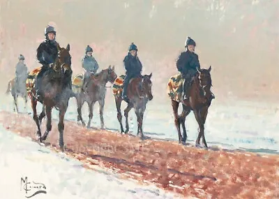 Race Horses In The Snow Christmas Cards Pack Of 10 By Malcolm Coward. C689X • £7