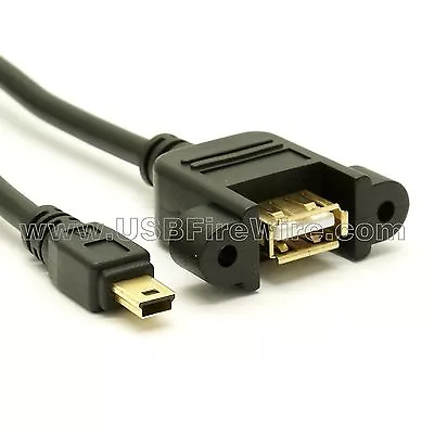 USB 2.0 Mini-B To A Female Extension Cable - Panel Mount • $12.25