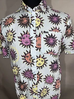 Volcom Classic Fit Mens Sun Print Button Short Sleeve Camp Shirt Sz Medium • $8.50