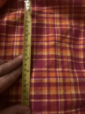1 1/3 Yd Vtg Orange Hot Pink Yellow Madras Woven Homespun Cot 56w Plaid Fabric • $12.95