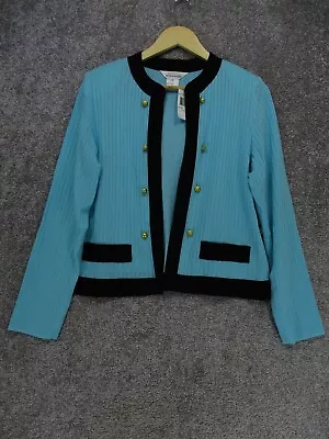 NEW Misook Knit Lining Open Cardigan Sweater Womens S Light Blue • $48.99