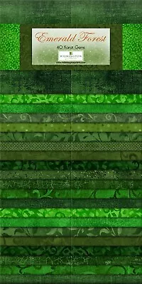 Essential Gems Emerald Forest 40pcs 2-1/2in 2.5  Strips Jelly Roll Fabric Q842-2 • £37.40