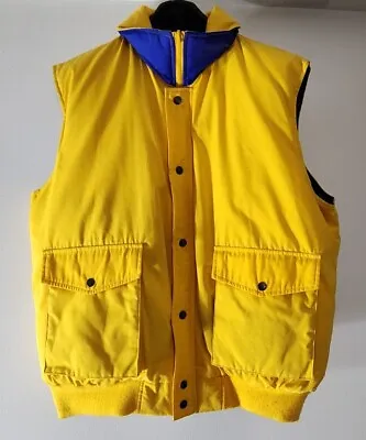 Vtg 80s Reversible Blue Yellow Down Puffer Ski Vest Mens XL Outdoor Exchange • $17.50