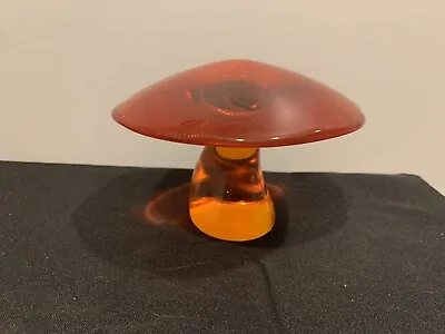 Vintage Viking Glass Persimmon Orange Jumbo 5.5  Mushroom Paperweight • $395.99