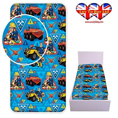 Fitted Sheet Official Fireman Sam %100 Cotton Single Bed (200x90x25cm) • £18.99