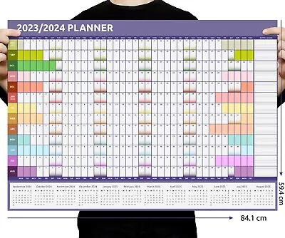 £3.49 • Buy 2023 - 2024 Academic Year Wall Planner Calendar Home Office Work Rainbow AUG-AUG