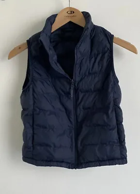 Uniqlo Boys Puffer Vest Jacket Size 9 - 10 Years Navy Blue Sleeveless Full Zip • $10