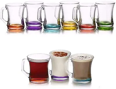 LAV Coloured Set Of 6 Glasses Tea Coffee Cappuccino Cups HOT Drink Mugs225cc • £12.99