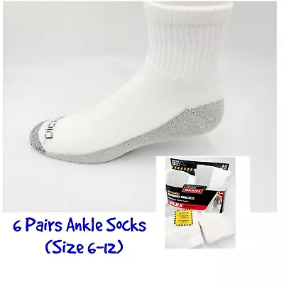 Dickies Men's Dri-tech Moisture Control Ankle Socks 6 Pairs Size 6-12 White/Gray • $21.99