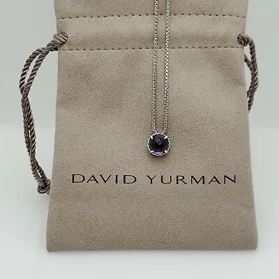 David Yurman Chatelaine Amethyst Pendant Necklace 16-17 Adjustable Chain • $145