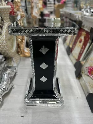 £64.99 • Buy BLACK VENETIAN Mirrored Table Modern Flower Stand Bed Side Lamp Romany Mosaic
