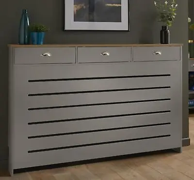 Grey Radiator Cover Cabinet Traditional Modern MDF Wood Horizontal Shelf Large • £107.97