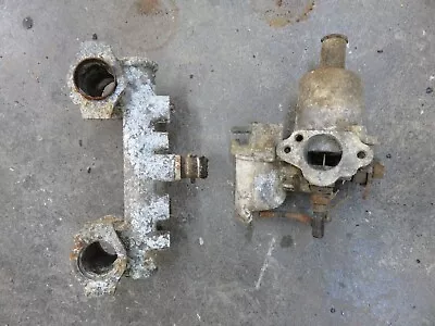 MG MGB  SU Dual Carburetor Intake Manifold OEM Used- Vintage W/ Carbs & 2 Horns • $285