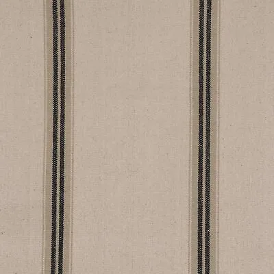 Grain Sack Donan Double Stripe Ebony 100% Cotton Upholstery Curtain Fabric • £1.99