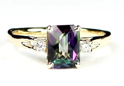 Mystic Fire Topaz Solid 10KY Or 14KY Gold Ladies Ring R171-Handmade • $389.56