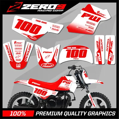 Yamaha Pw 50 Graphics Kit Peewee 50 Graphics Mini Bike Graphics Block Whi/red • $62.11