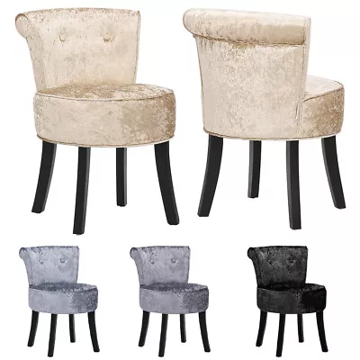Soft Dressing Table Chair Vanity Makeup Stool Dining Seat Pouffe With Wood Legs • £42.95