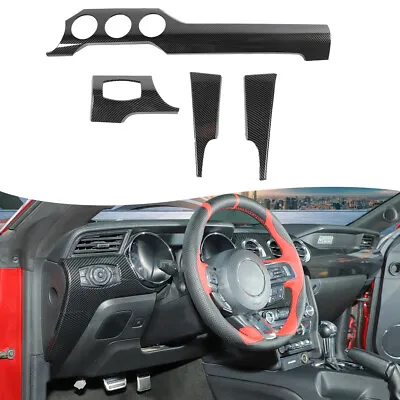 For Ford Mustang 15+ Carbon Fiber Center Console Dash Panel Decor Trim Cover Kit • $82.99