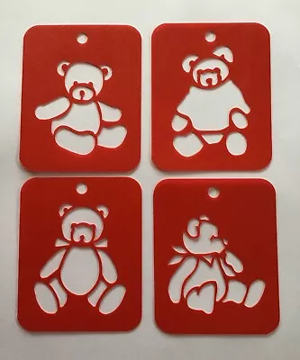 STENCIL FLEXI VINYL/ TEMPLATE   Set Of 4 Bears Size 9.3x 7.5cm • $7