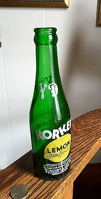 Vintage Emerald Green Soda Virginia Dare  Korker  Lemon Graphic Brooklyn NY • $45