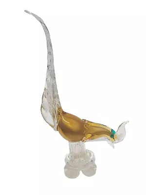 Murano Vintage Pheasant Blown Art Glass Bird Gold Venetian Seguso MCM Italy • $82.29