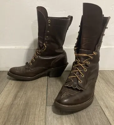 Vintage Packer Boots Brown Leather 10”western/work Boots Men’s Size 8.5 E • $175.95