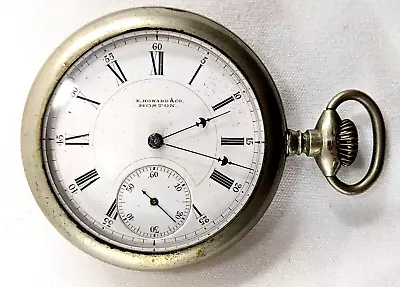 Antique E. HOWARD Open Face Pocket Watch Size 18  Not Working For Parts • $250