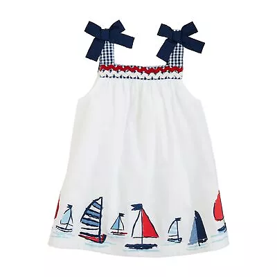 Mud Pie E4 Girl 100% Cotton Sailboat Poplin Dress 15000228 - Choose Size • $40.99