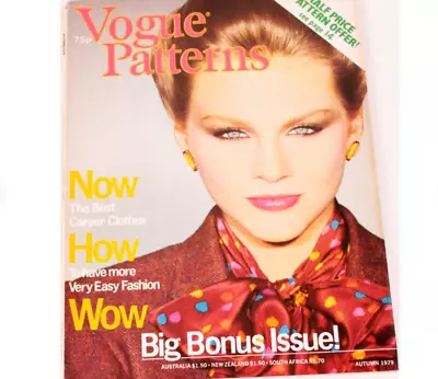 Vintage 1970s Vogue Pattern Book Magazine Autumn Fall 1979 - Calvin Klein & More • $18.66