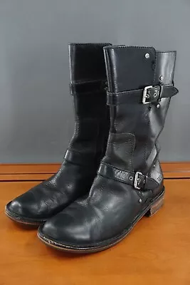 UGG Gillespie Shoes Womens 8 Black Leather Buckle Side Zip Riding Boots WP • $49.84