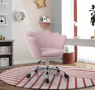 $159 • Buy Velvet Vanity Chair Home Office Chair 360° Swivel Height Adjustable Linen Fabric