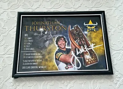 $35 • Buy JOHNATHAN THURSTON *Signed & Framed* NRL Career Print [NORTH QUEENSLAND COWBOYS]