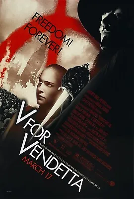 $12.97 • Buy 2006 V For Vendetta Movie Poster 11X17 Natalie Portman Hugo Weaving Evey 🩸🍿
