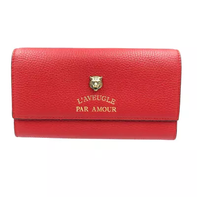 AUTHENTIC GUCCI 453164 Animalier Continental Walletlong Wallet Red Leather 0027 • $364