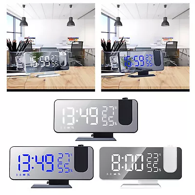 Bedside FM Broadcast With Projection Alarm Clock Digital Adjustable Brightness • £22.62