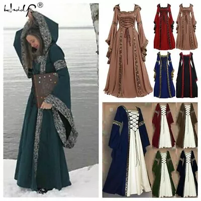 Women's Vintage Victorian Renaissance Gothic Dress Medieval Dress Costume Hooded • $25.22