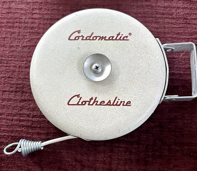 Vintage CORDOMATIC CLOTHES-LINE REEL - 40 Feet Heavy Duty Line - Very Good Cond. • $26.40