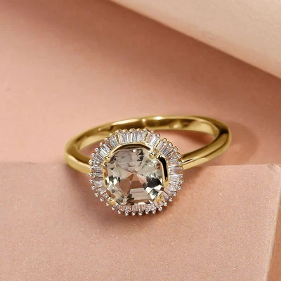 £883.49 • Buy ILIANA 18ct Yellow Gold AAA Turkizite Halo Ring  Diamond SI G-H TCW 2.1 Ct