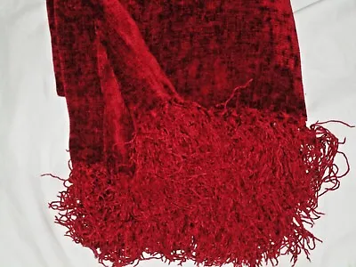 Martha Stewart Real Red Chenille Fringed (1) Throw Blanket 52 X 62 Holiday • $39.20