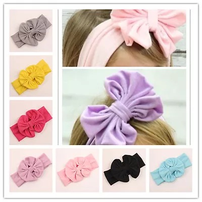 $2.99 • Buy Kids Girls Toddler Baby Cotton Big Bow Elastic Headband Hair Band Accessories