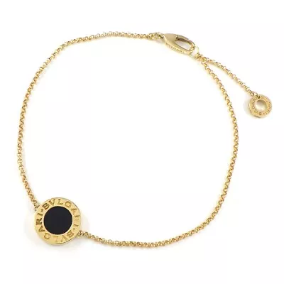 BVLGARI Bracelet Double Logo Round Circle Onyx 750(18K) Yellow Gold #ML • $1553.76