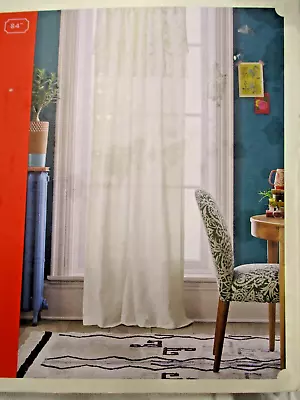 1pc 50 X84  Sheer Macrame With Attached Valance Curtain Panel White - Opalhouse • $10.99