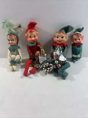 Vintage Plastic Face Pixie Knee Hugger Elf Christmas Pixies Knee Huggers 01 • $23.50