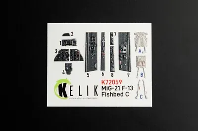 Kelik K72059 MiG-21 F-13 – Interior 3D Decal (Revell) 1/72 • $8.70