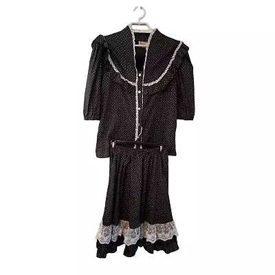 Square Dance Collections Vintage Dance Outfit S M ? Skirt Top Black Polka Dot • $24.97