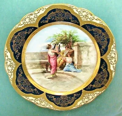 ANTIQUE WALL PLATE #6 - Handpaint Art With Gold Trim Borders By SALVIATI VENEZIA • $490