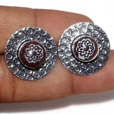 Italian Murano Glass 925 Silver Plated Stud Earrings 19mm Fast-Selling Gift GW • $2.99